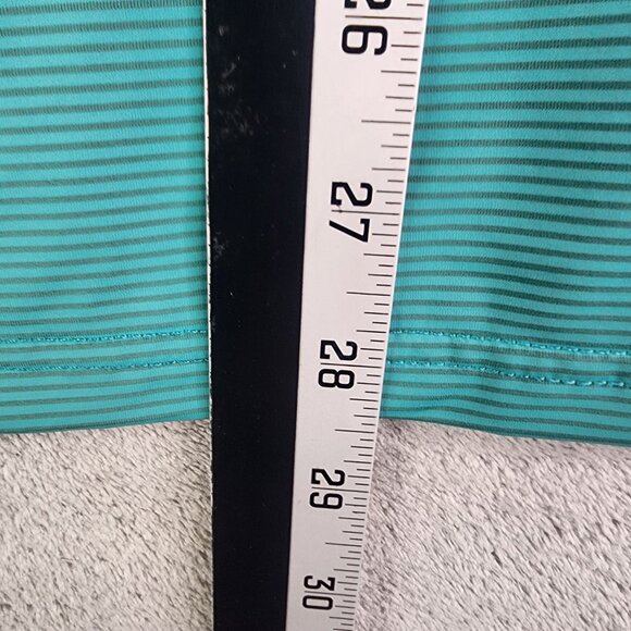 Mens Turquoise Striped Coofandy Polo Shirt Short Sleeve Polyamide Spandex Size L - Picture 10 of 11